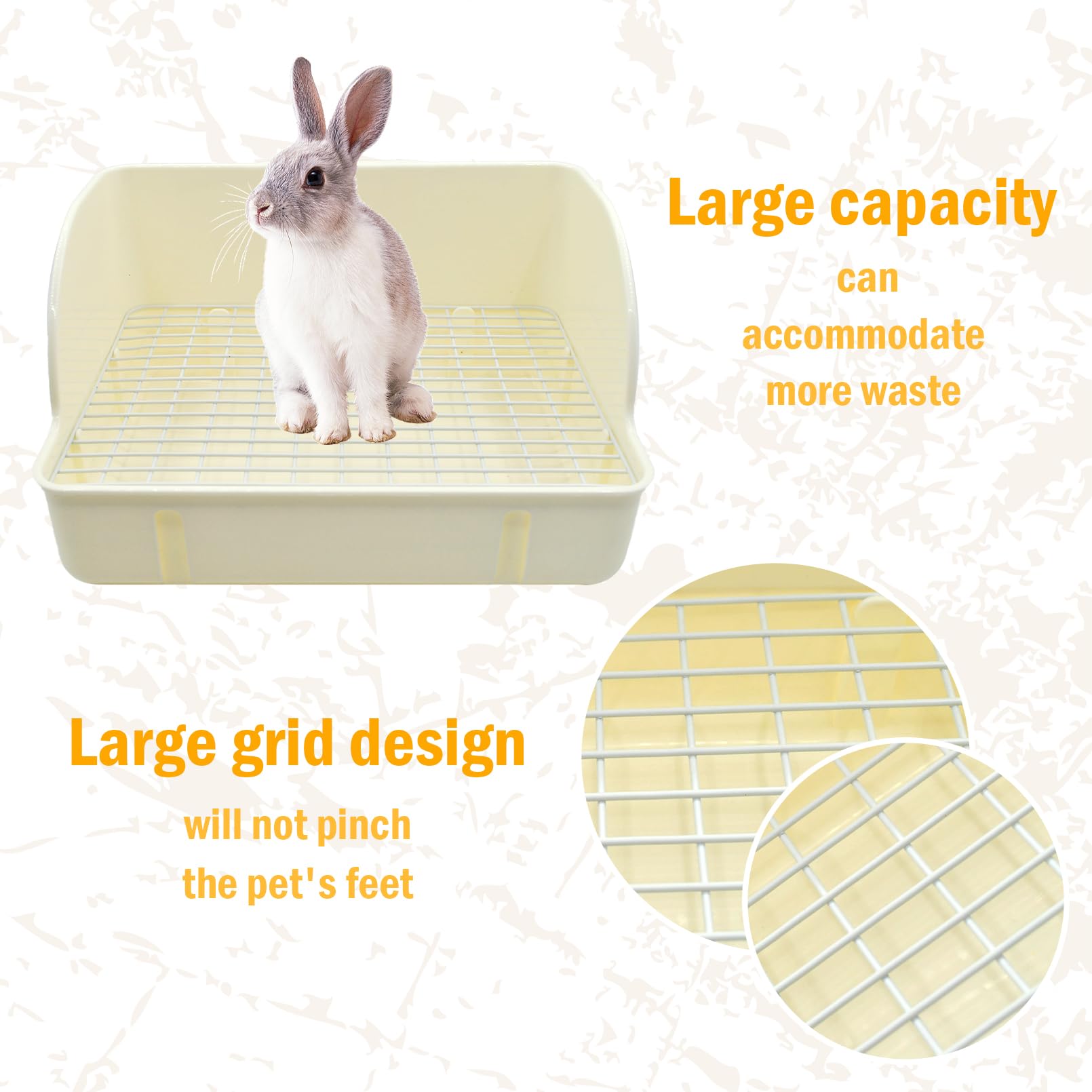 MUYG rabbit litter box three-sided fence blocks spray for cleaner bedding.