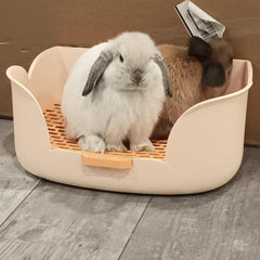 MUYG rabbit litter box top panel removal shows easy cleaning access and quick refilling
