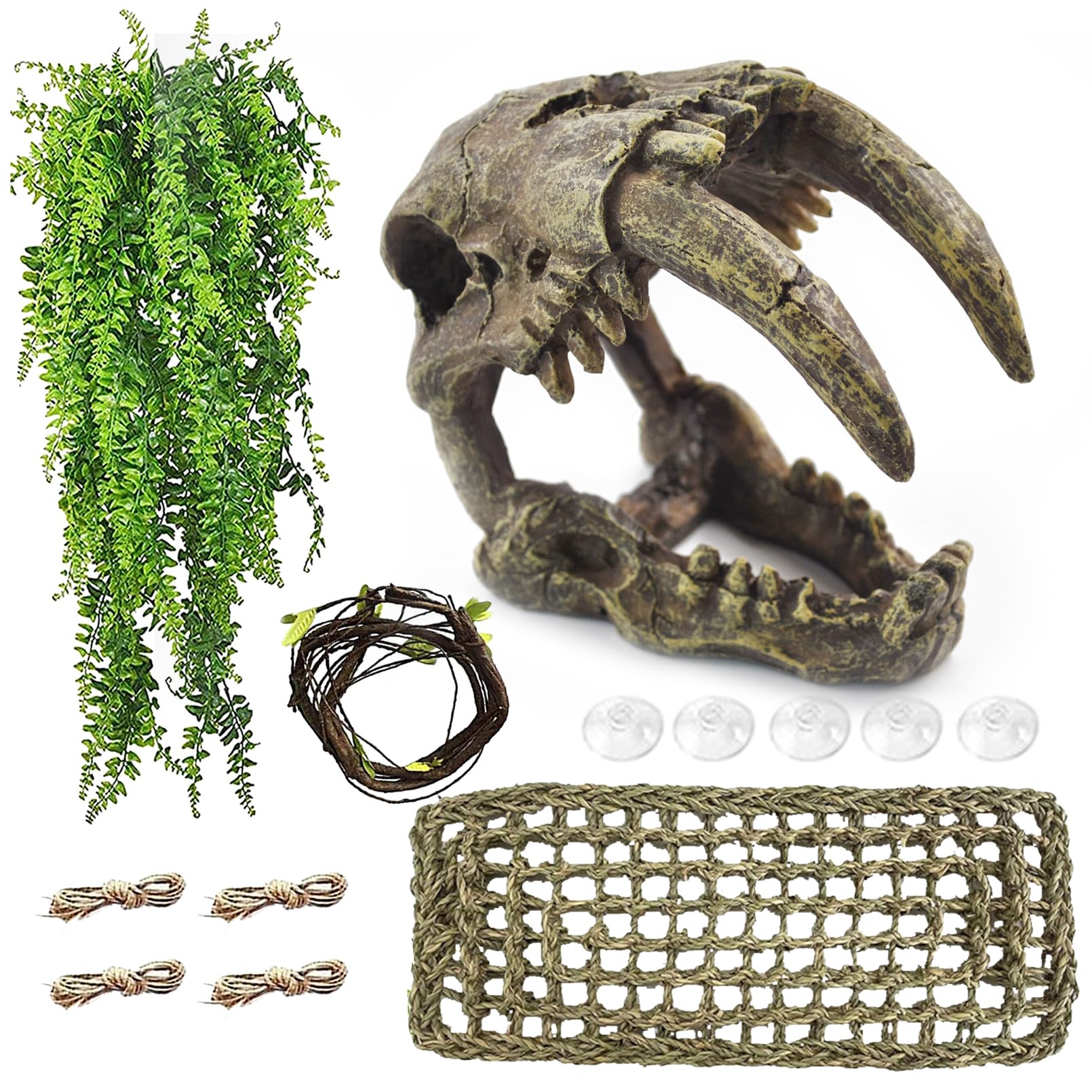 MUYG resin skull habitat centerpiece provides a bold hideout for reptiles.