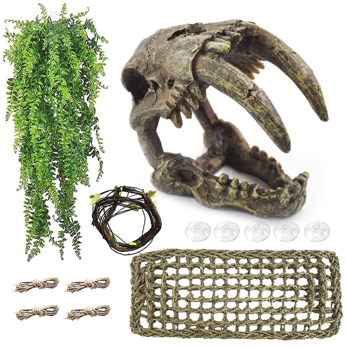 MUYG resin skull habitat centerpiece provides a bold hideout for reptiles.
