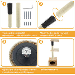 MUYG two-pcs cat tree replacement poles include brush for convenient maintenance.
