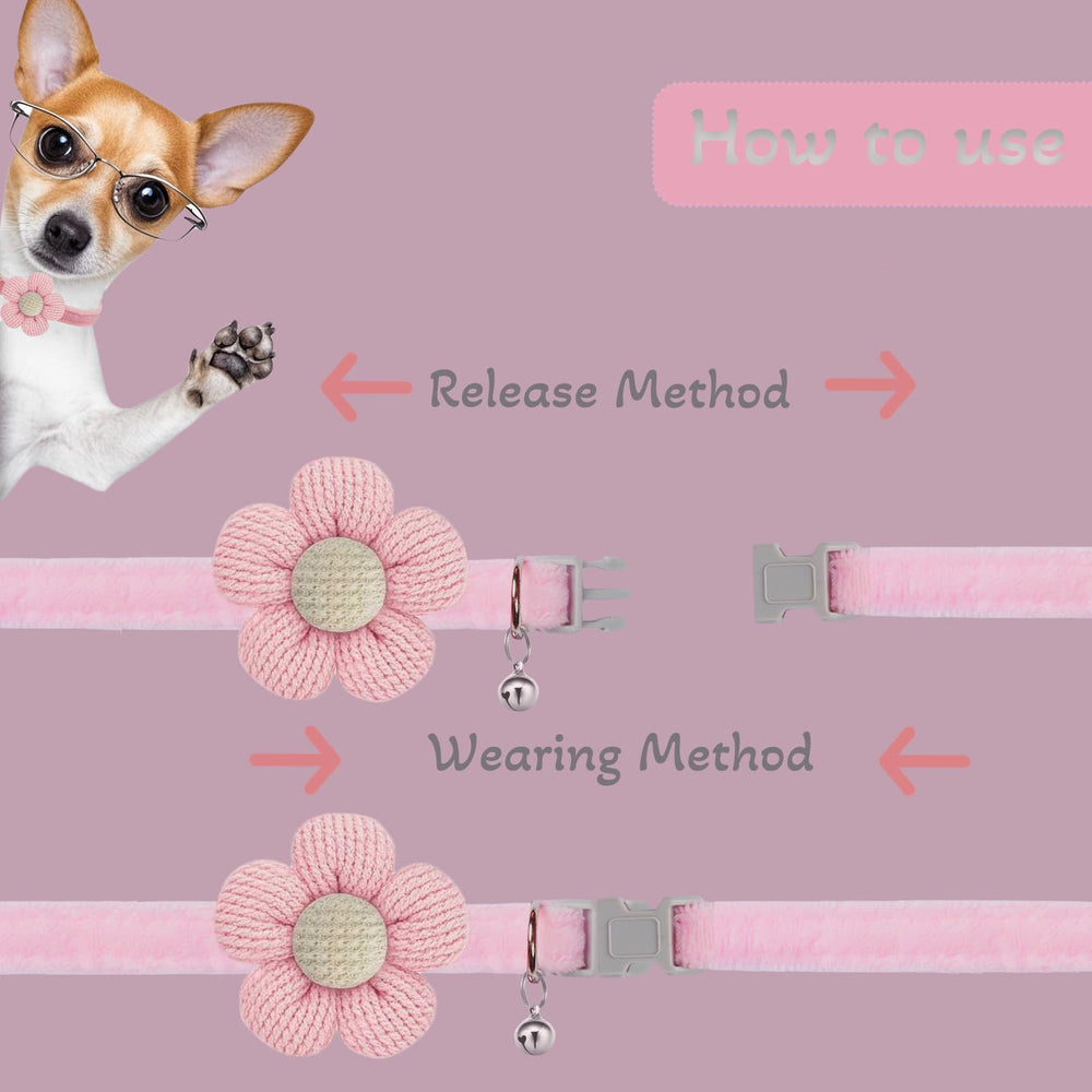 MUZIEBA small dog collar adjustable length pink ensures a comfortable fit