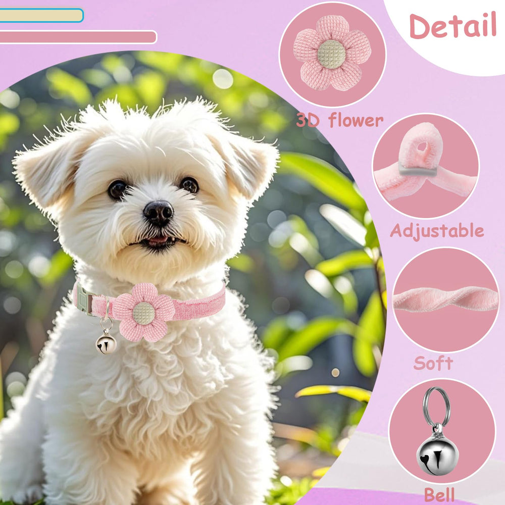 MUZIEBA small dog collar with bell pink adds audible cue during daily walks