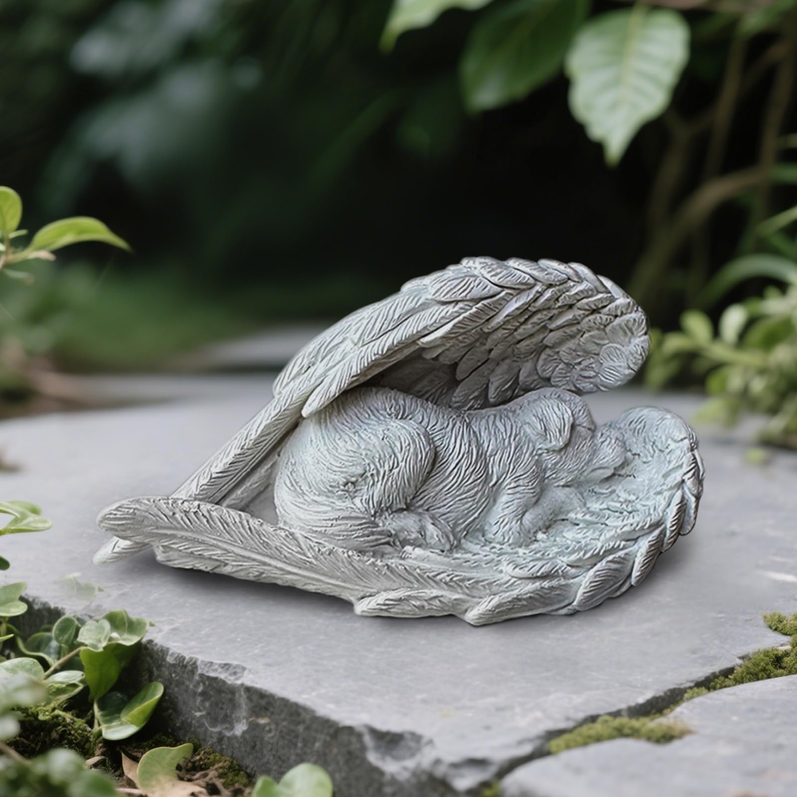 Mvlavvy Forever My Guardian Angel dog memorial statue on desk offers comforting remembrance.