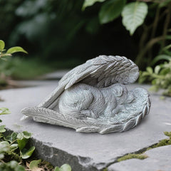 Mvlavvy Forever My Guardian Angel dog memorial statue on desk offers comforting remembrance.
