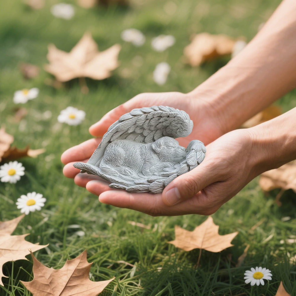 Mvlavvy grey memorial sculpture offers a gentle focal point during quiet moments.