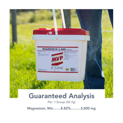 MVP Magnesium 5000 label detail showing serving size for horses