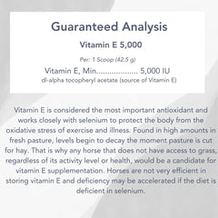 MVP Vitamin E 5,000 pellets horse eating suggests a palatable supplement during feeding.