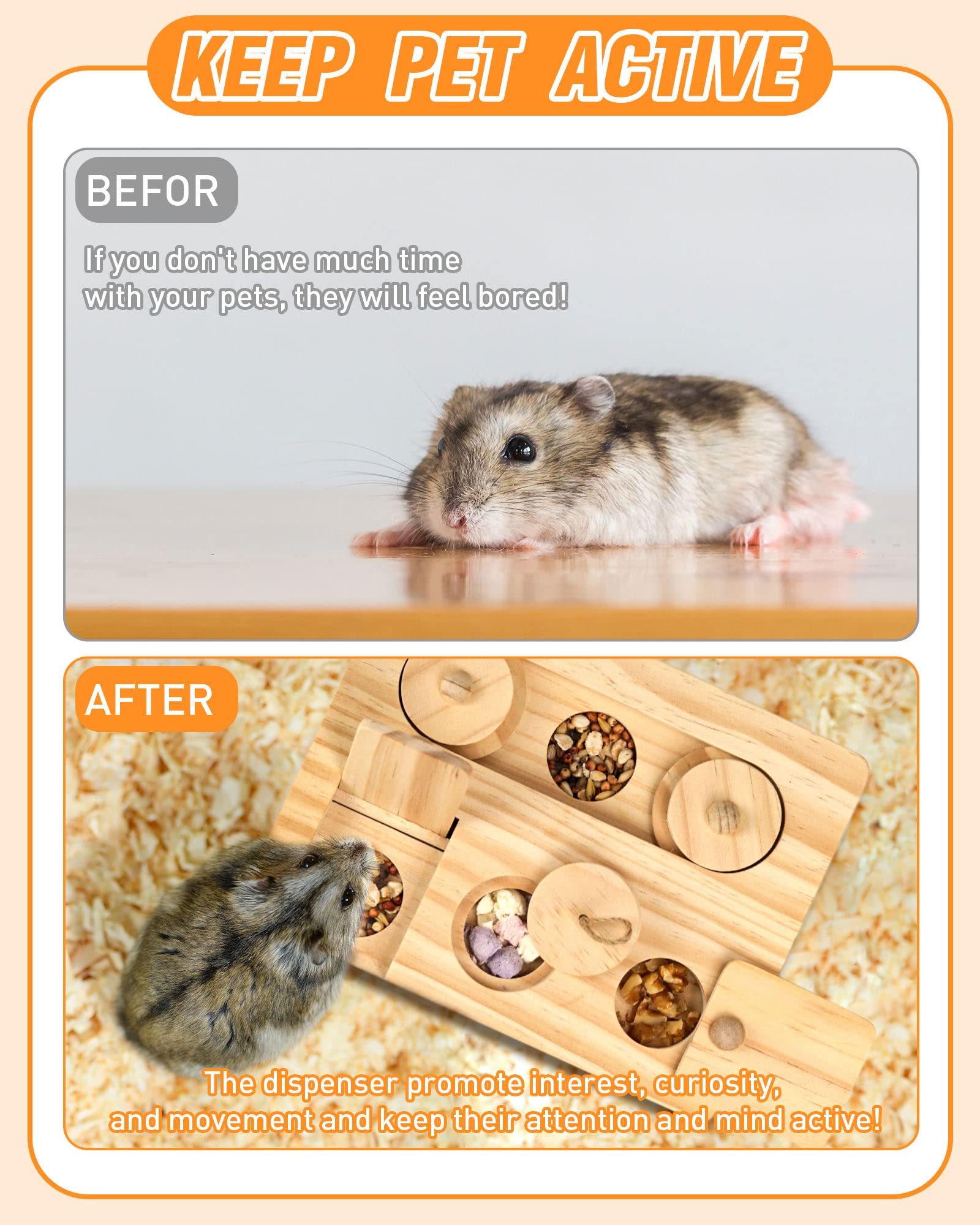MWAOWM 6-in-1 puzzle game for small rodents encourages exploration