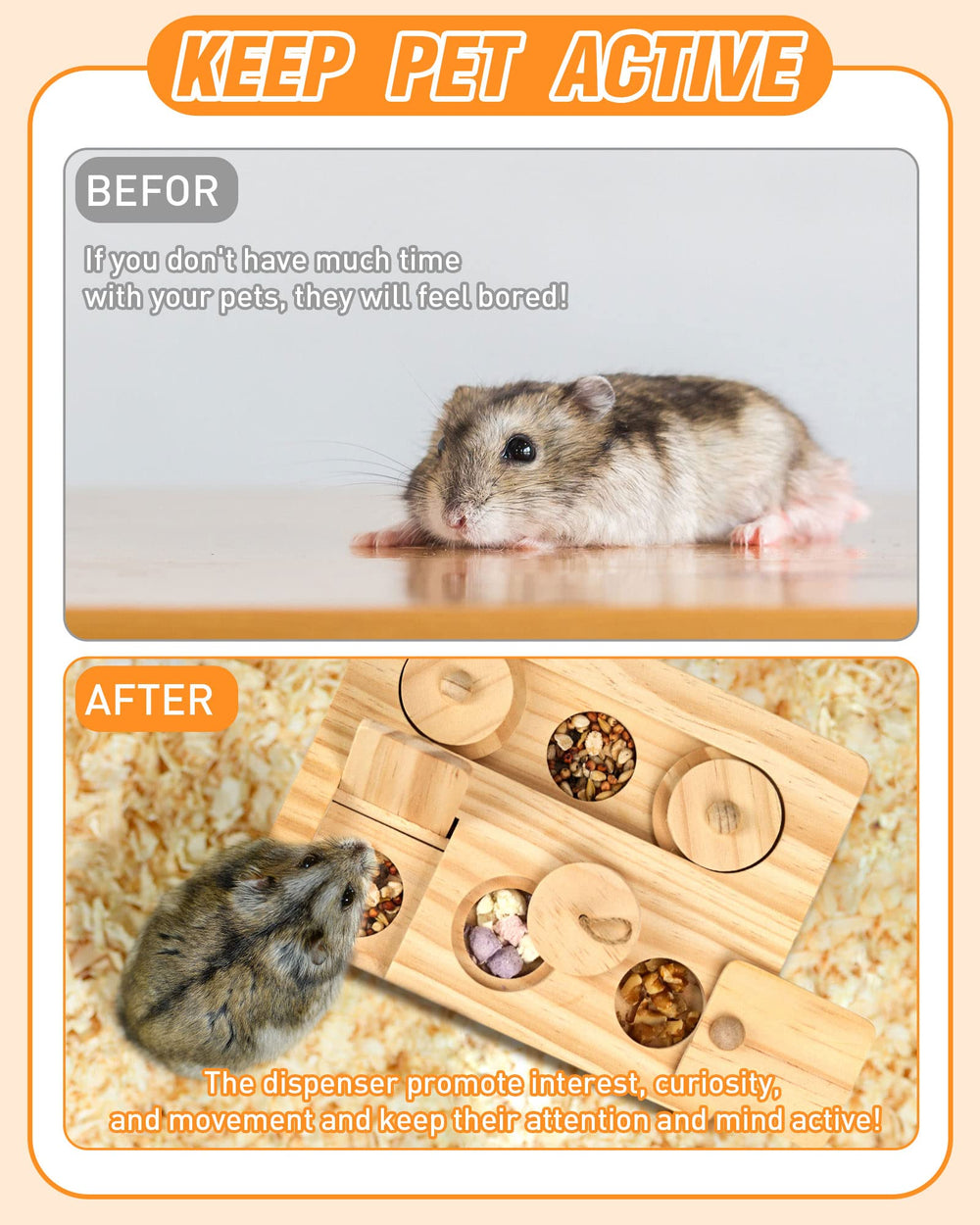 MWAOWM 6-in-1 puzzle game for small rodents encourages exploration