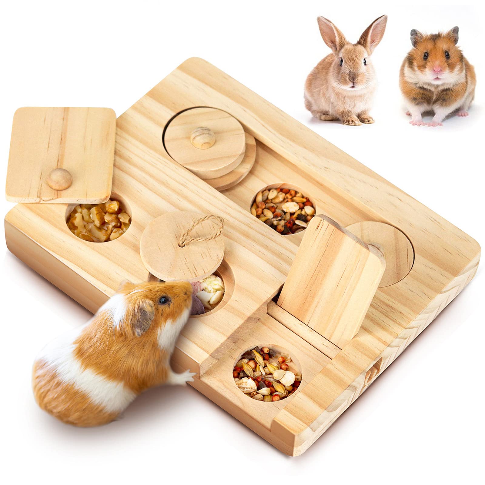 MWAOWM guinea pig foraging toys with spin and slide engaging puzzle enrichment