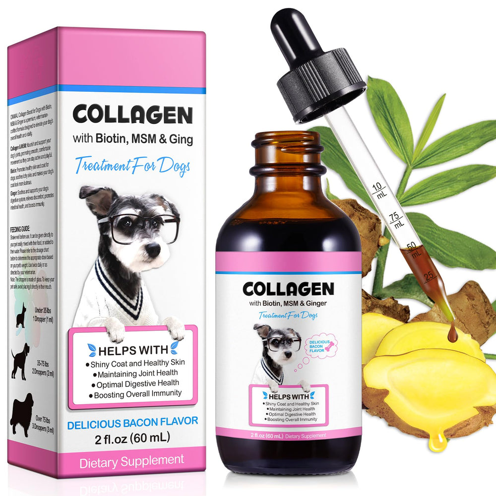 MXCZBSM dog collagen drops bottle demonstrates easy daily use for coat health