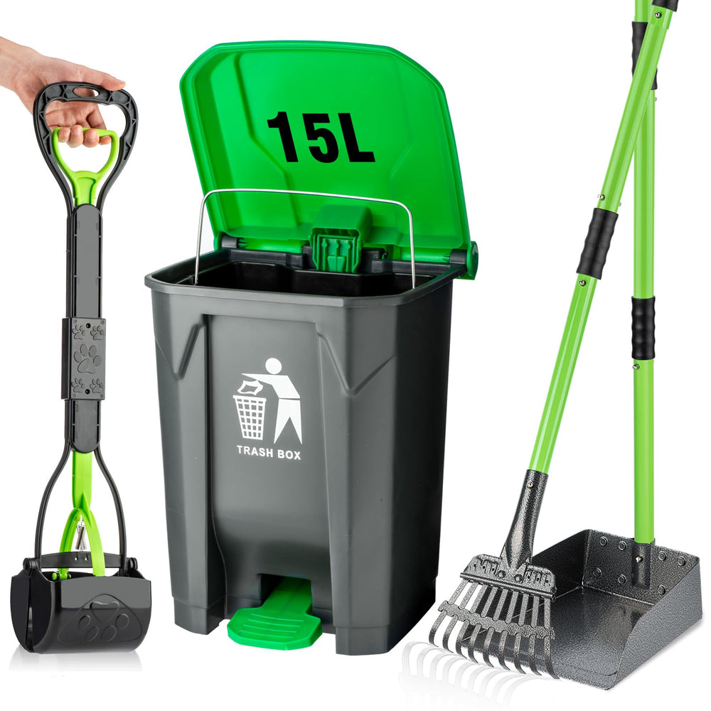 MXF Pooper Scooper 28-inch foldable claw in action for easy pickup.