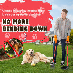 MXF Pooper Scooper long-handle rake in red provides back-friendly reach