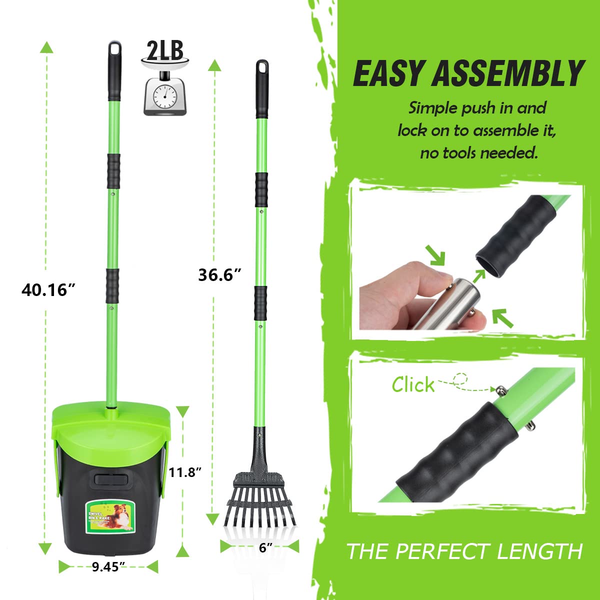 MXF Pooper Scooper metal-rake provides reliable removal of pet waste.
