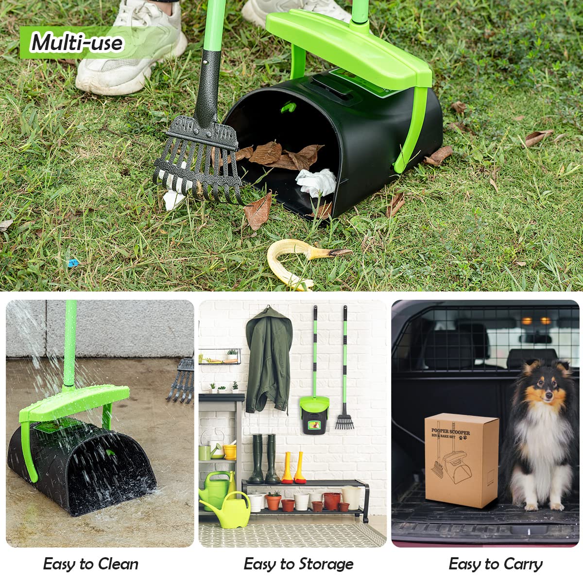 MXF Pooper Scooper storable-easily demonstrates compact storage for sheds or garages.