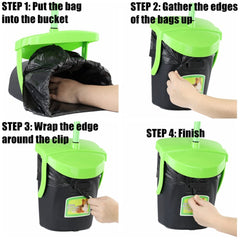 MXF swivel bin and rake kit set up with bags for efficient cleanup
