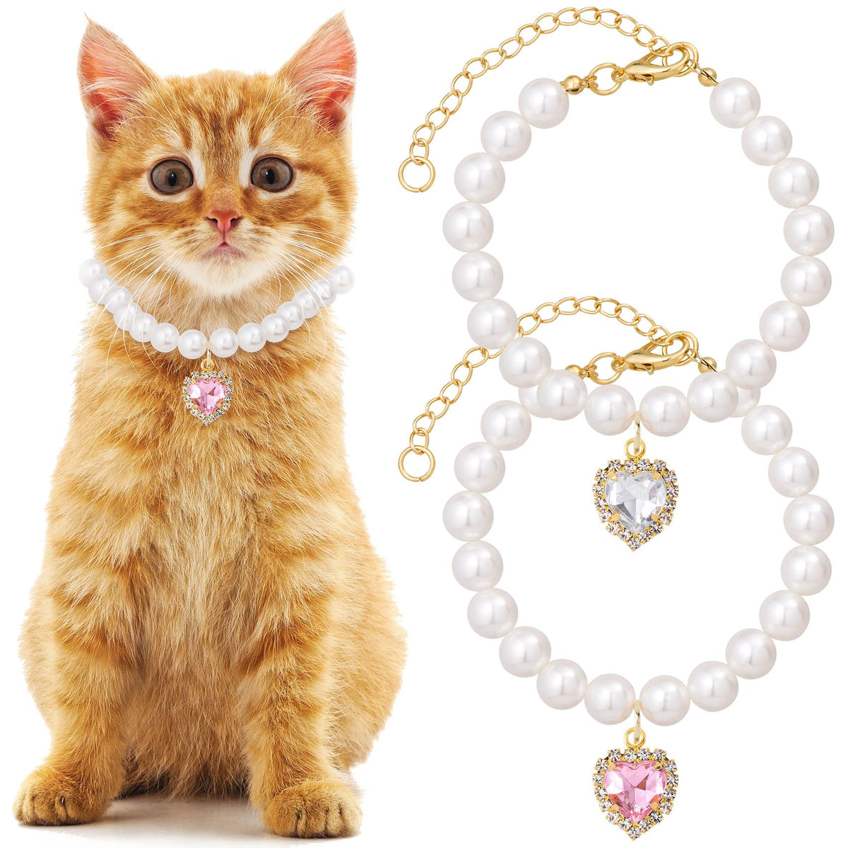 Mxxipp pearl collar white heart rhinestone closeup showcases festive sparkle for celebrations
