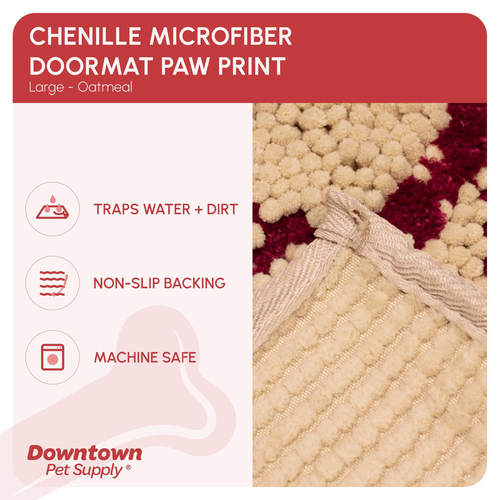 My Doggy Place absorbent mat traps water and mud for quick cleanup after walks.