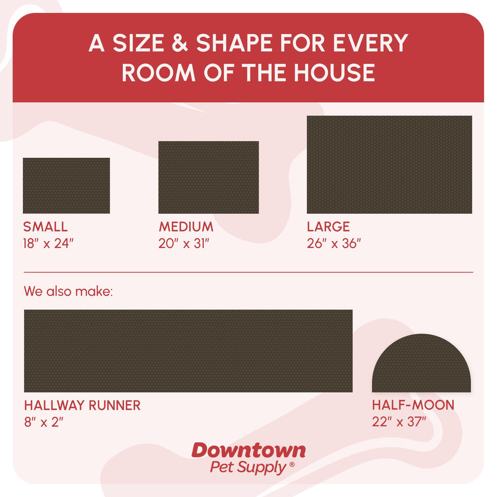 My Doggy Place large 36x26 mat provides ample coverage for muddy paw messes.