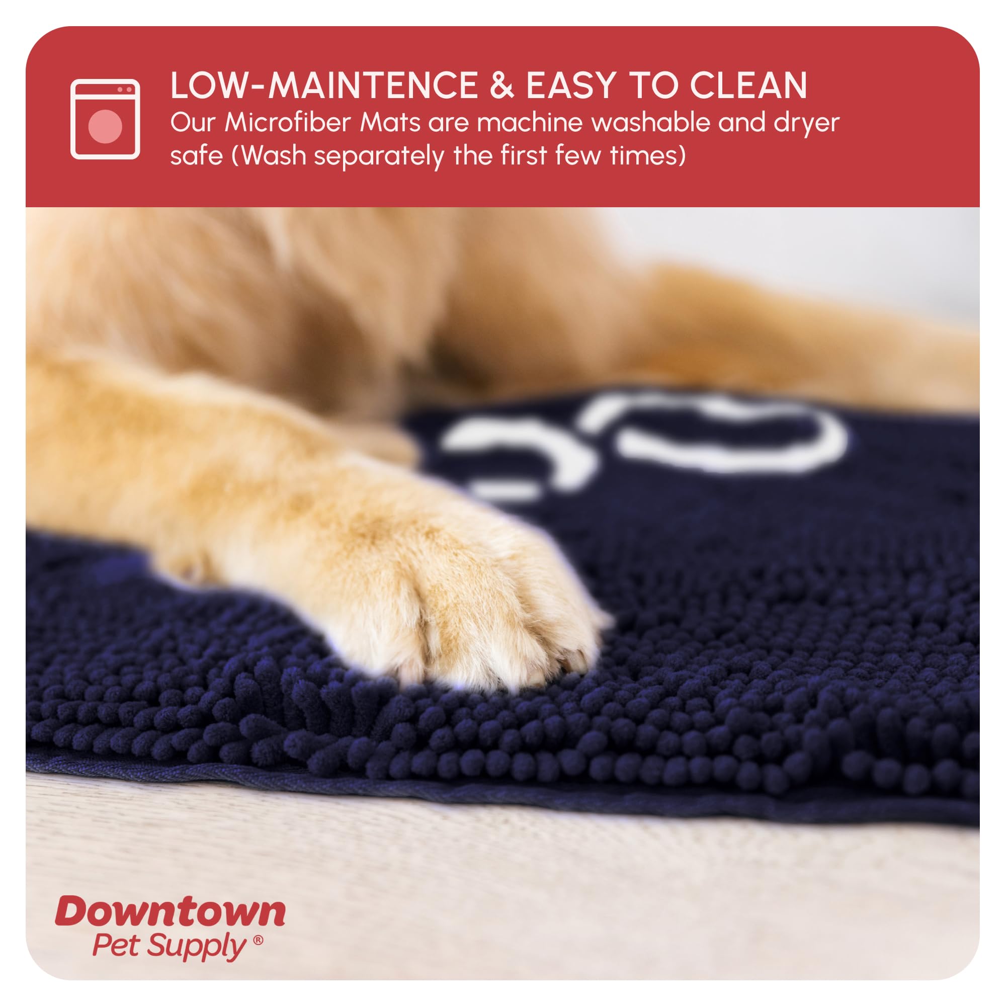 My Doggy Place machine-washable mat simplifies cleaning and quick re-use after adventures.