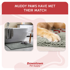 My Doggy Place mat is dryer-safe and washer-friendly for easy cleaning.