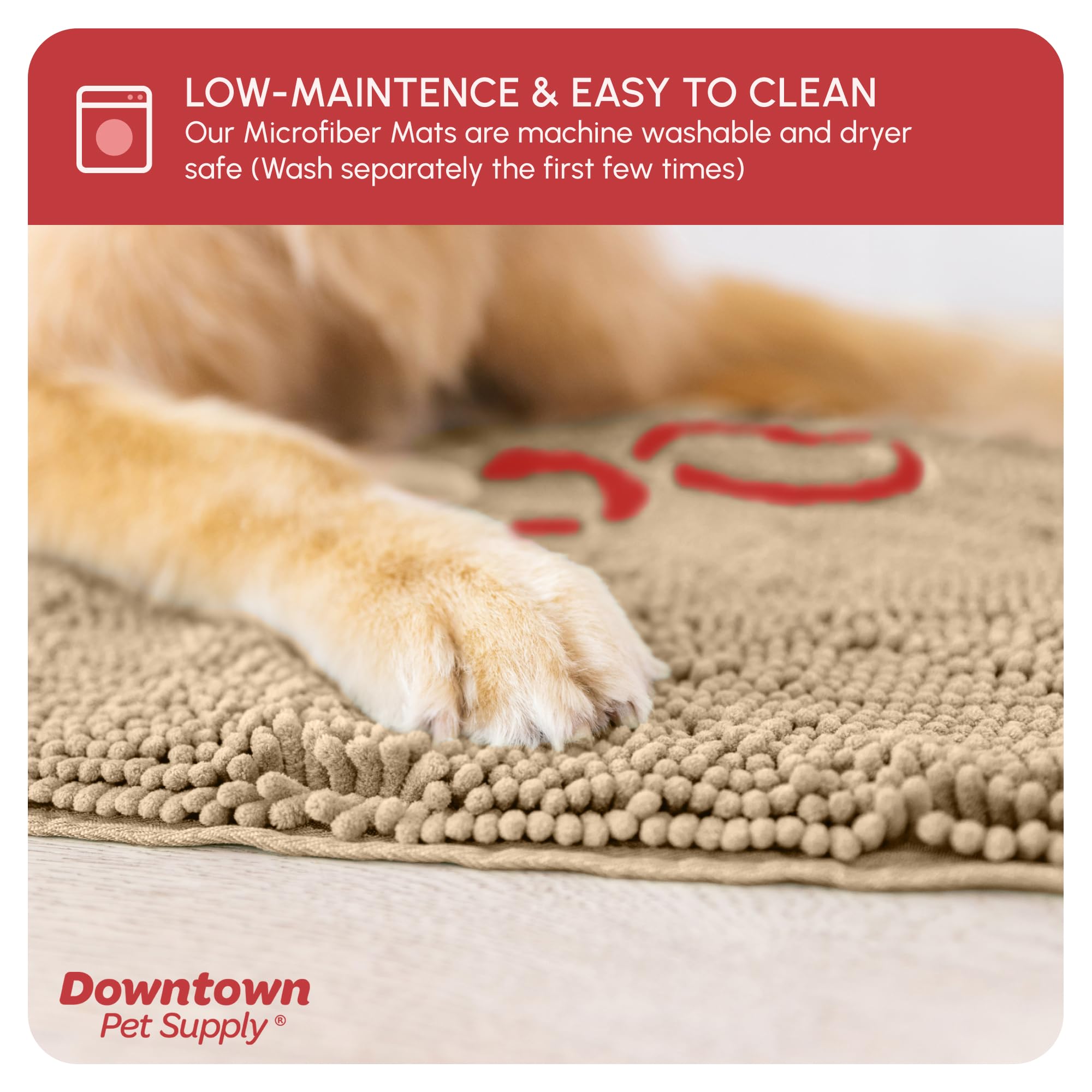 My Doggy Place non-slip backing keeps the mat in place on slick floors.