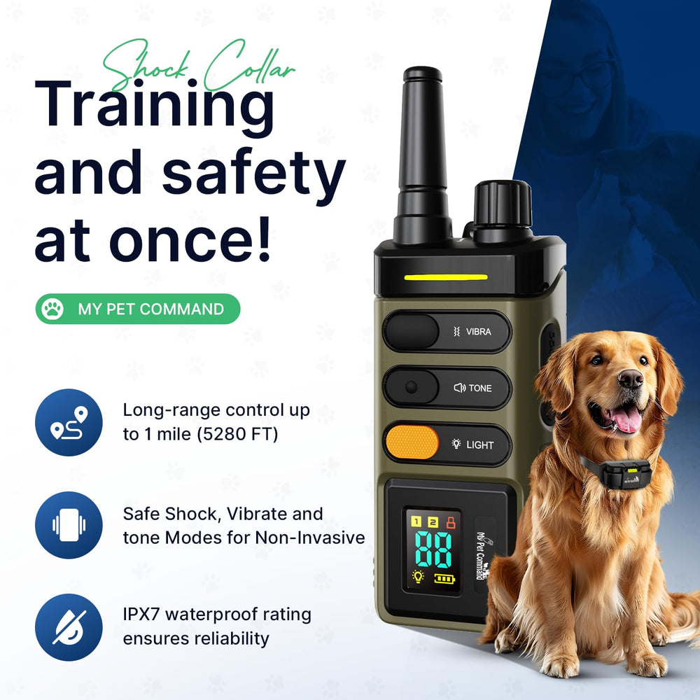 My Pet Command training collar with beacon light aids night training visibility.