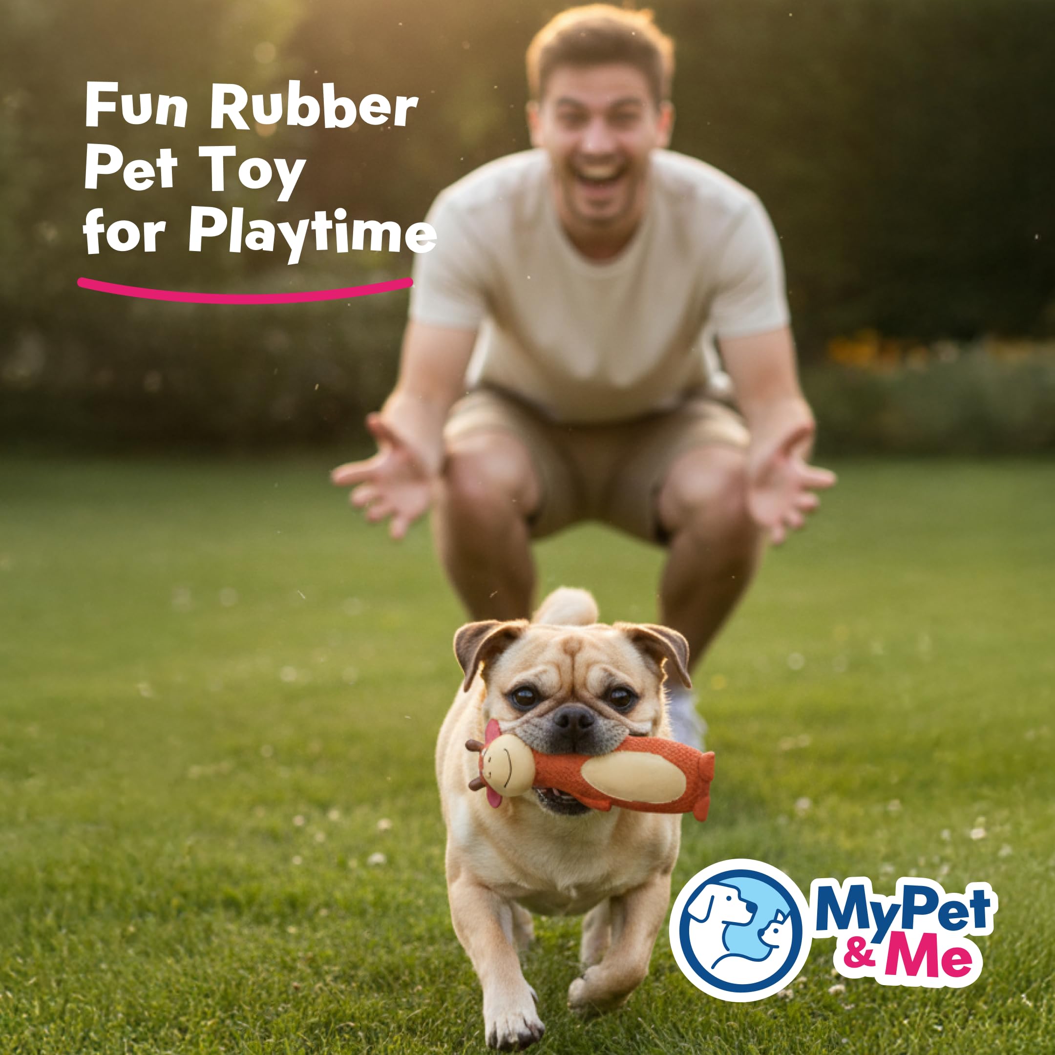 My Pet & Me soft latex dog toy, orange cow, 6in, gentle on teeth.