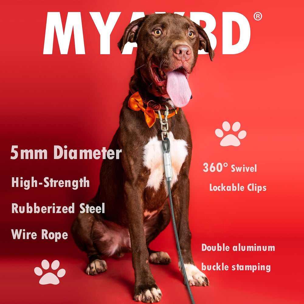 MYAXBD dog tie out 50ft portable design ideal for home, campsite, or beach setups.