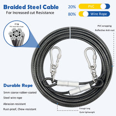 MYAXBD dog tie out 50ft weather coating shows chew-resistant and rust-proof protection.