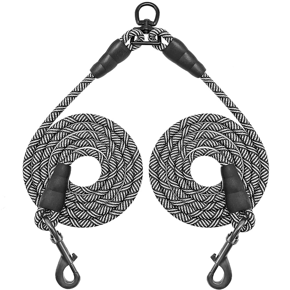 Mycicy 5ft double leash coupler for two dogs walking, tangle-free.