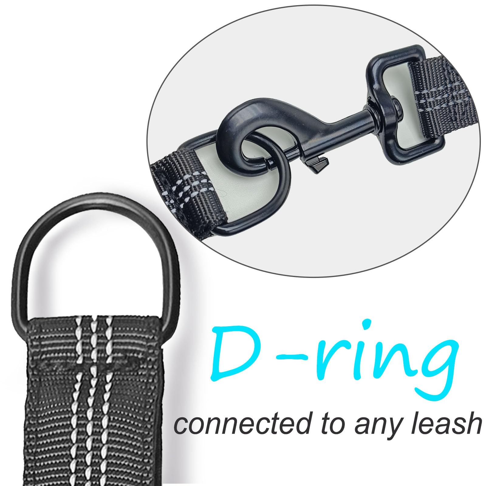Mycicy bungee leash extender with reflective stitching improves night visibility