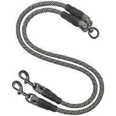 Mycicy double dog leash coupler with 360 swivel for tangle-free two-dog walks.
