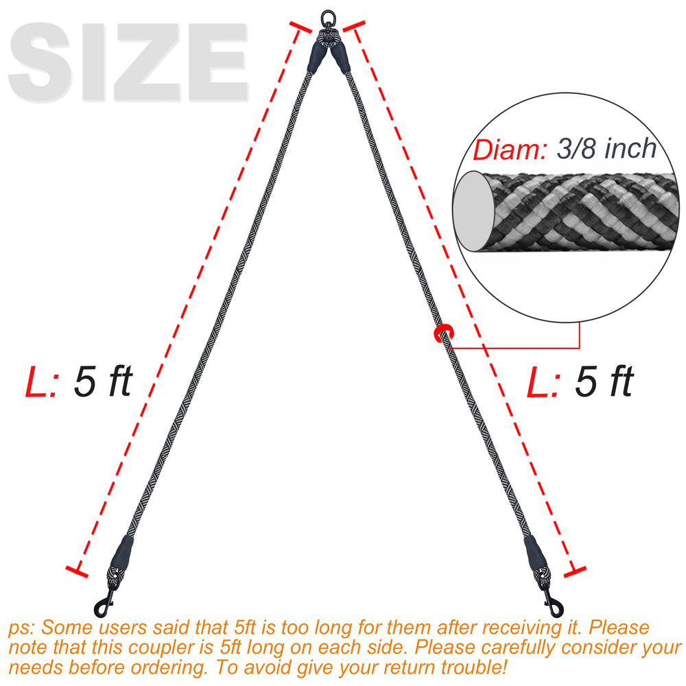 Mycicy double dog leash extension rope for comfortable two-dog walks.