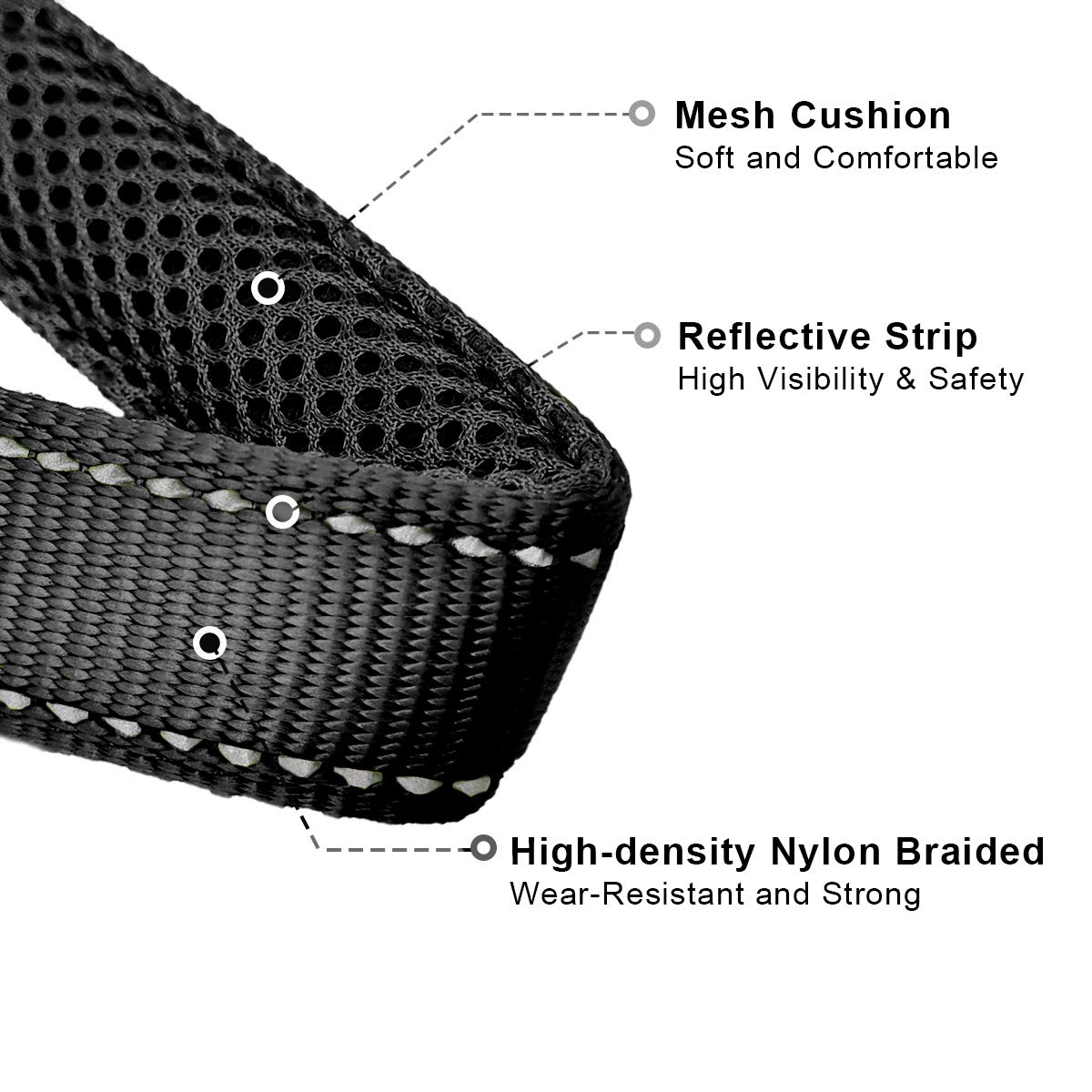 Mycicy nylon dog collar with breathable inner lining for warm days