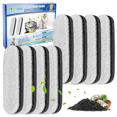 MyfatBOSS 8-pack filters packaging demonstrates convenient replacement for clean, fresh-tasting pet water.