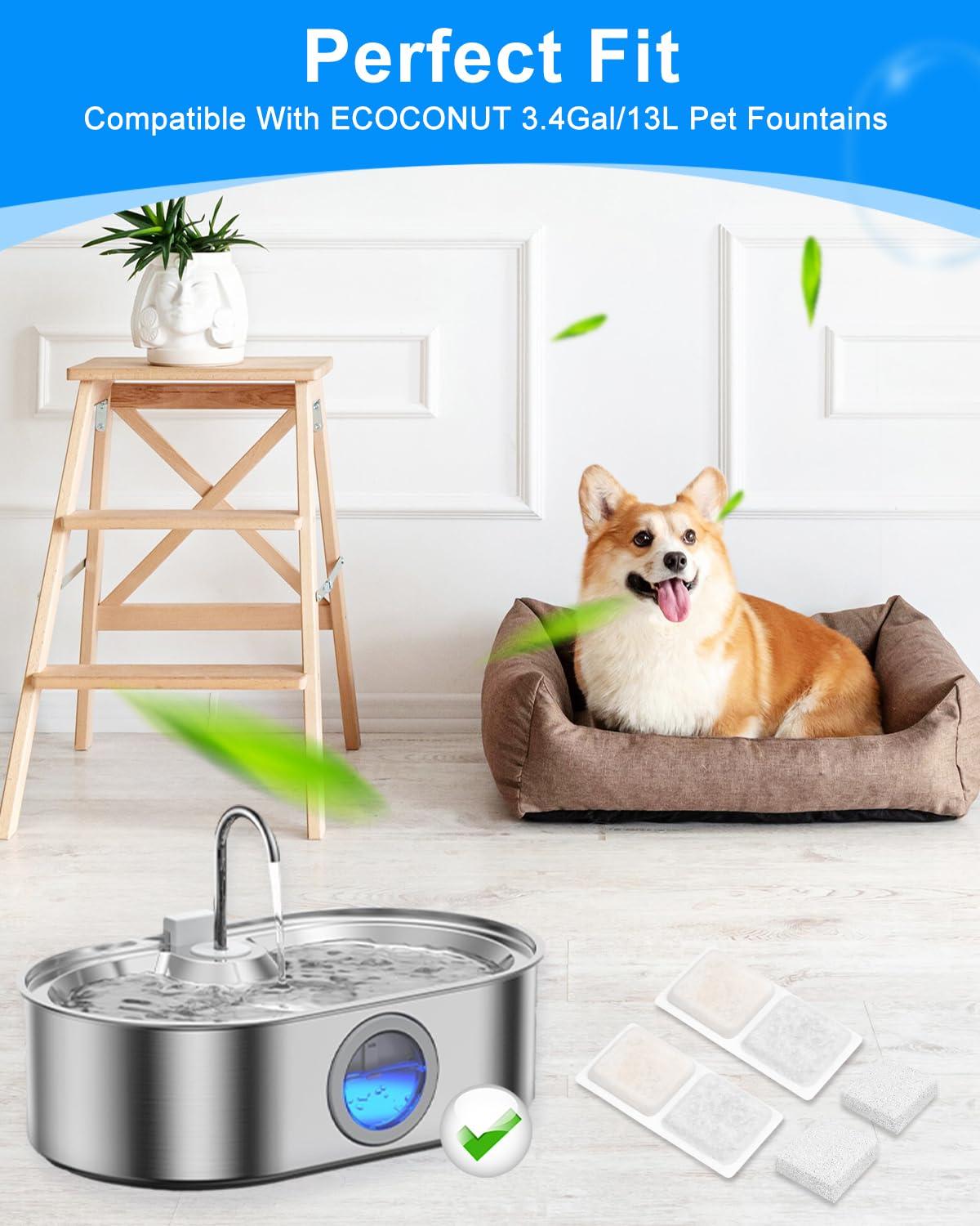 MyfatBOSS ecoconut-compatible filter-fit demonstrates secure installation for ECOCONUT fountains.