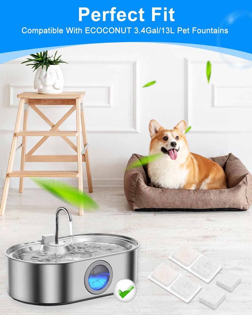 MyfatBOSS ecoconut-compatible filter-fit demonstrates secure installation for ECOCONUT fountains.