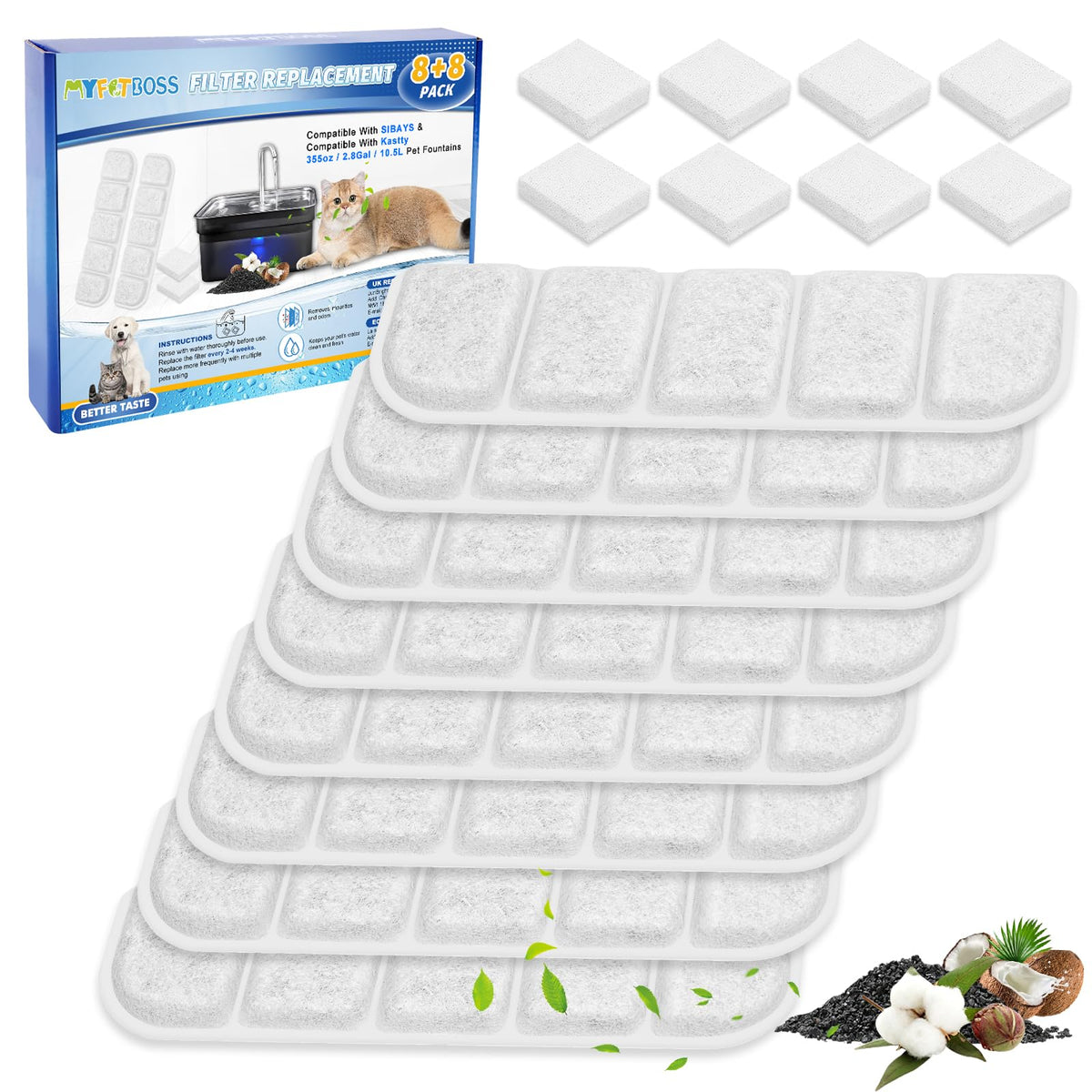 MyfatBOSS filter-pack with eight replacements for clean, fresh water