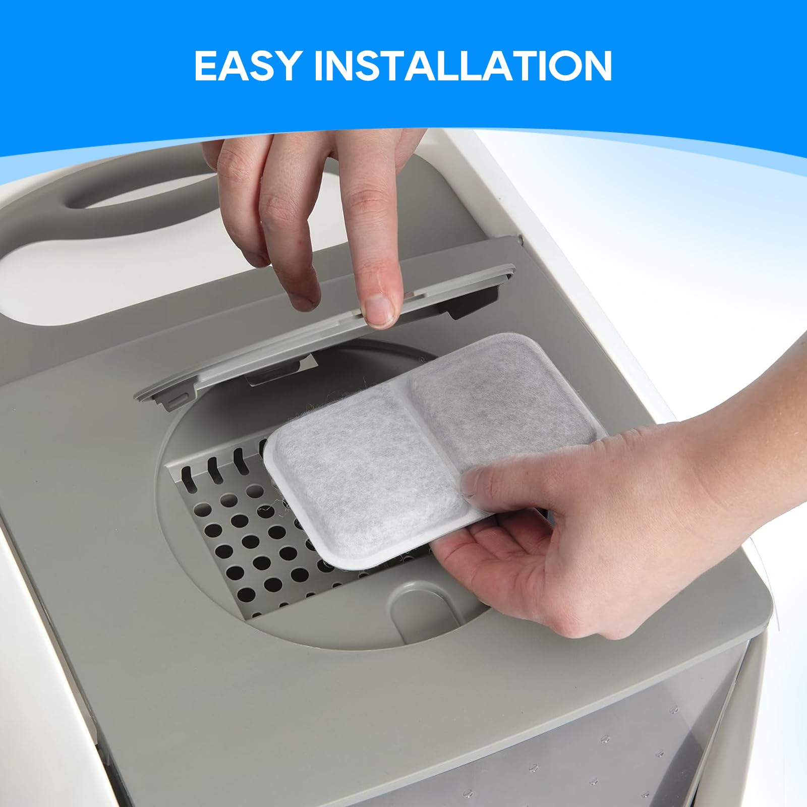 MyfatBOSS odor-reducing pad in use within a Catit Airsift system illustrating odor control.