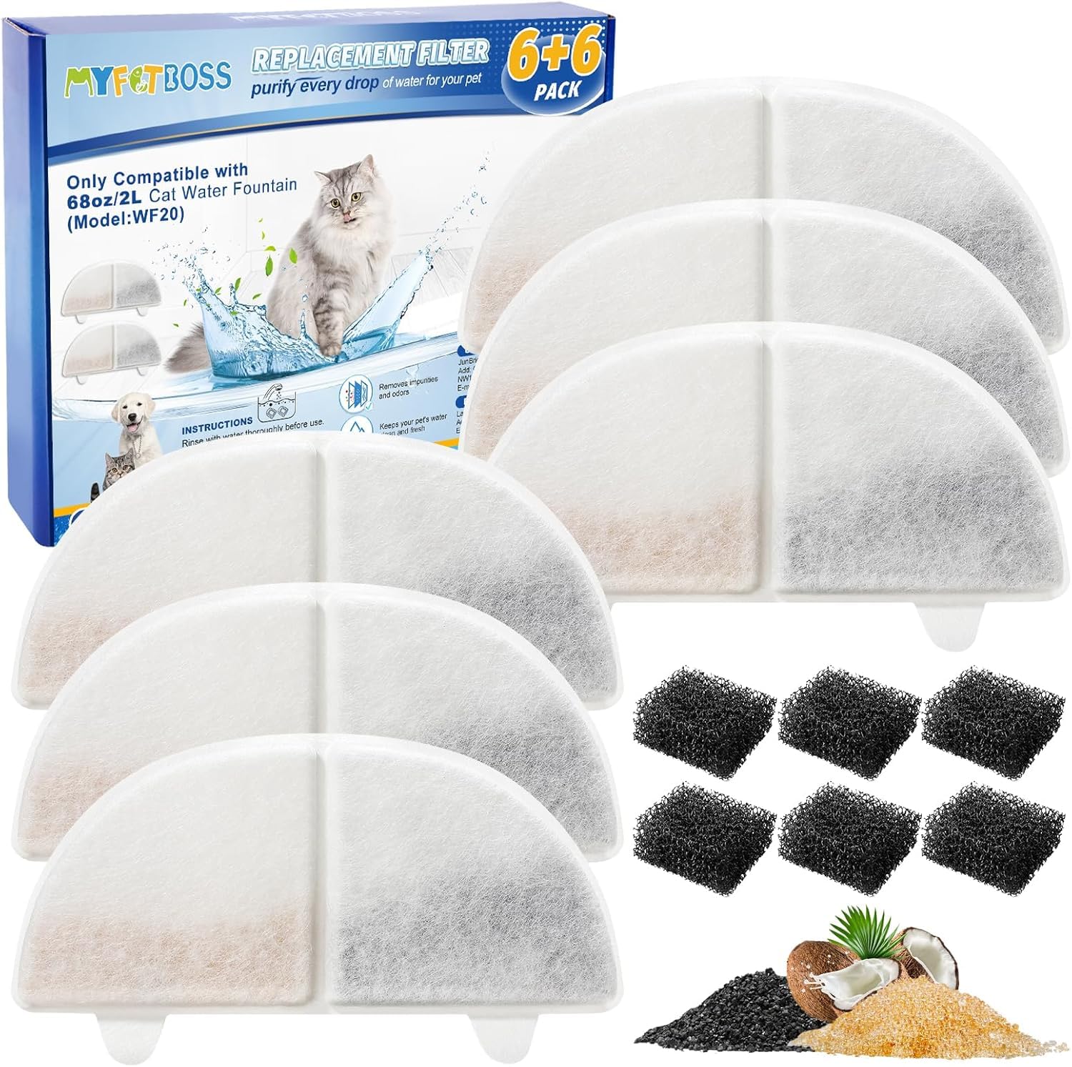 MyfatBOSS WF20/CF20 filter-pack-front view promotes clean drinking water for pets.