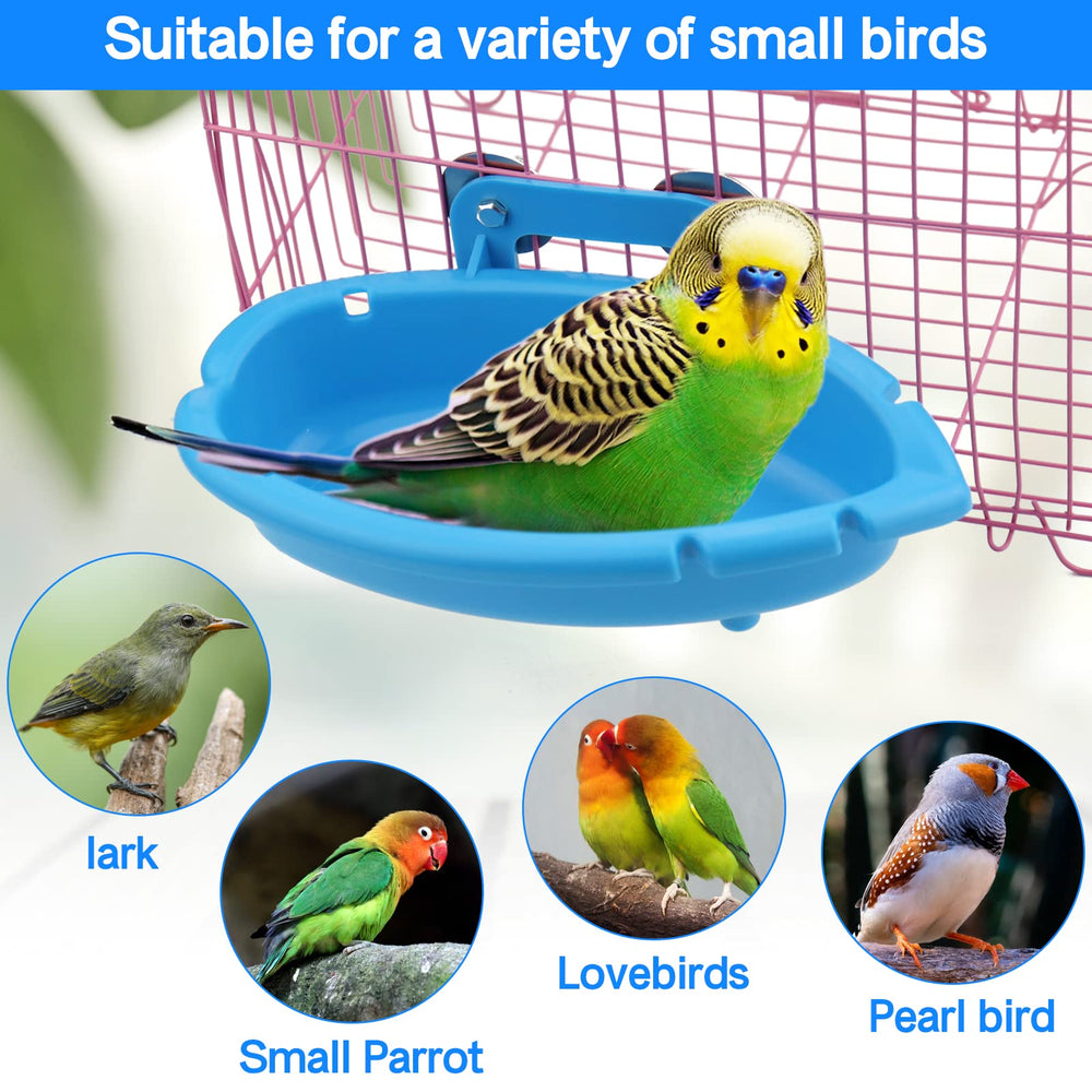 Mygeromon bird bath blue bath tub for quick cleaning and filling.