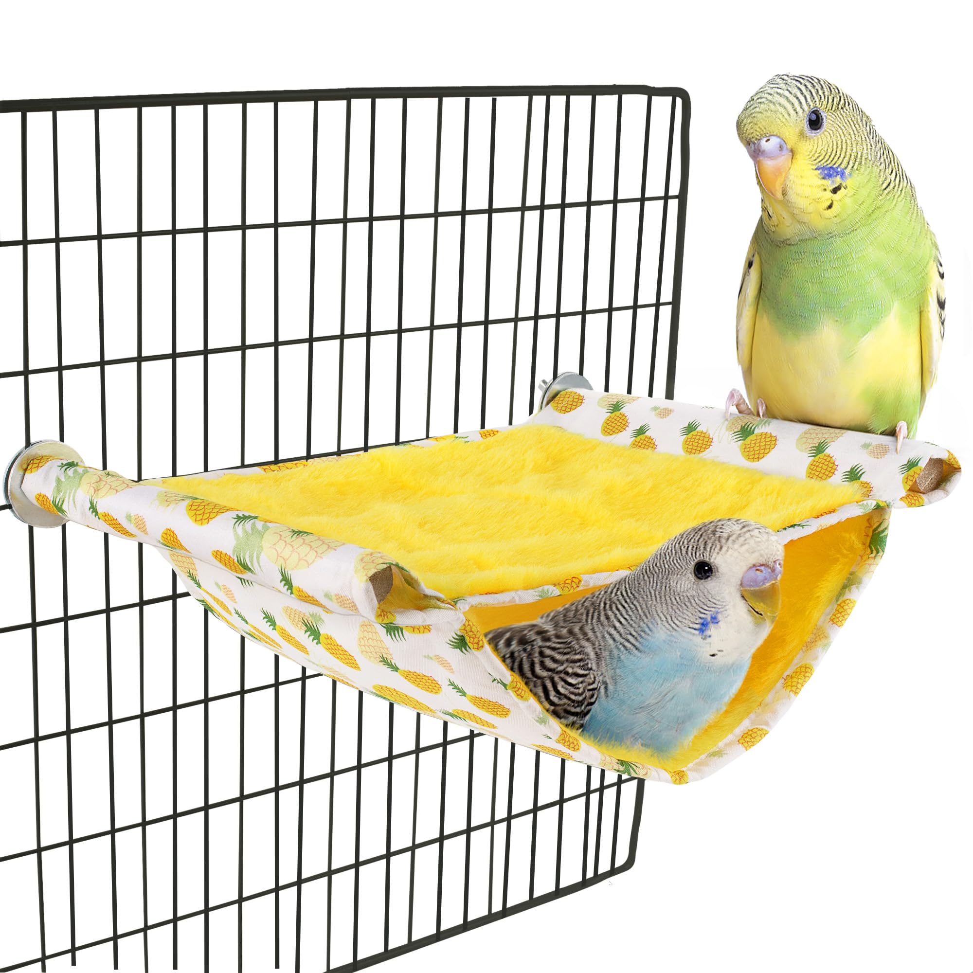 Mygeromon Bird Bed Hammock shows its double-layer design for cozy perch and hideaway