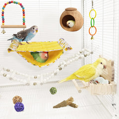 Mygeromon Bird Bed Hammock snuggle hut provides warm retreat inside the cage