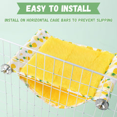 Mygeromon Bird Bed Hammock yellow pineapple-pattern adds vibrant color to the cage