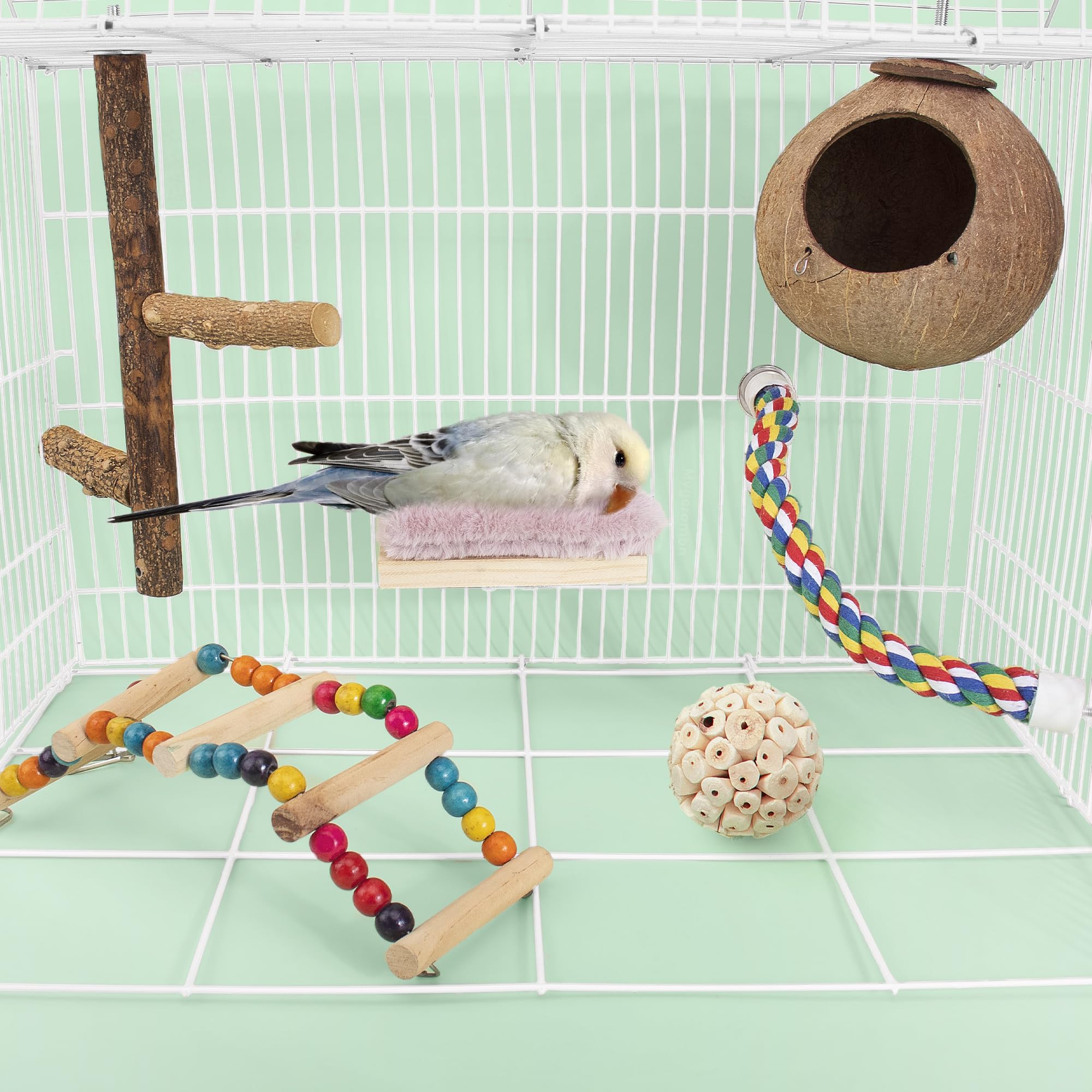 Mygeromon bird hammock bed mounted inside cage for easy setup