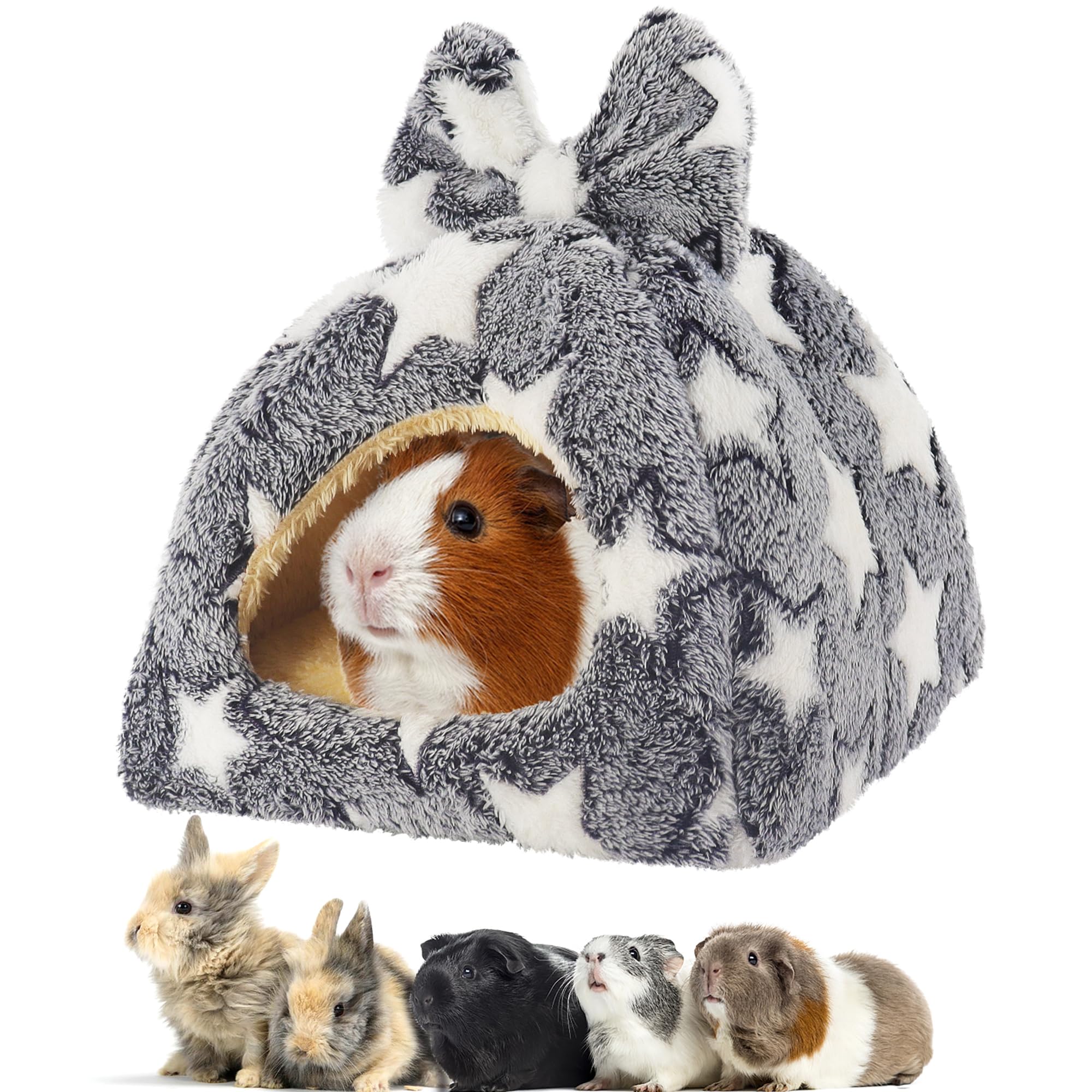 Mygeromon Star Style guinea pig bed front view showing cozy hideout.