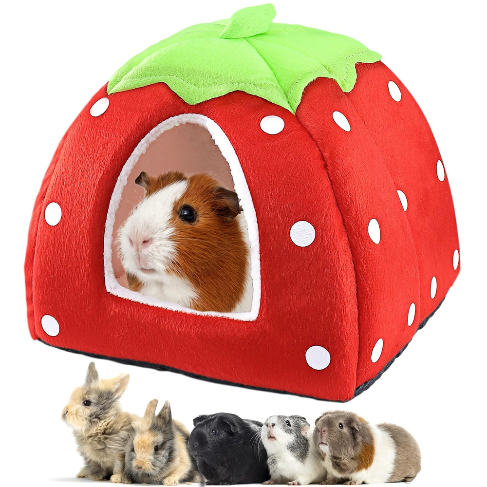 Mygeromon Guinea Pig Bed Strawberry Style hideout—cozy, secure escape ideal for winter warmth.