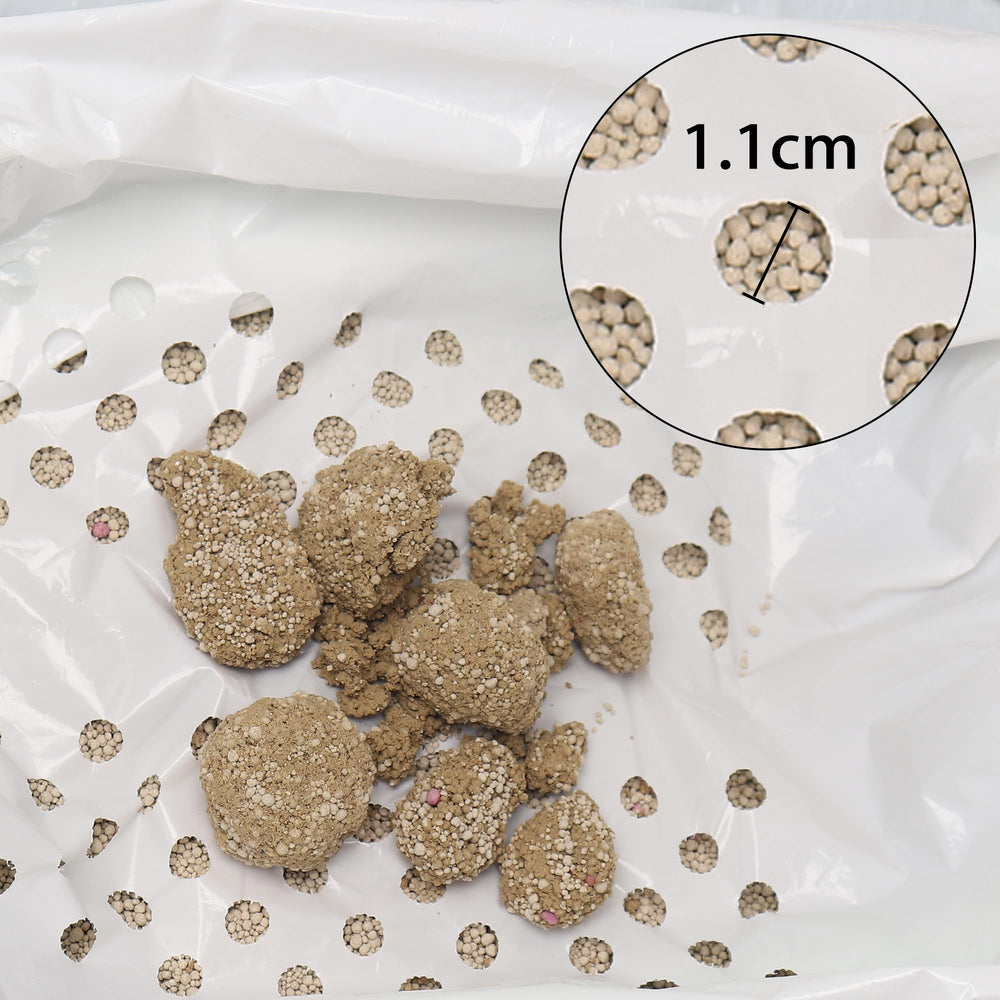 Mygeromon perforated liner ready for sifting to separate clean litter